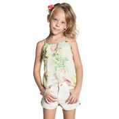 Conjunto Menina Bata Estampada Tropical e Short Creme Ninali