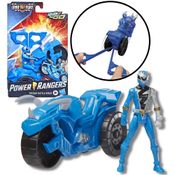 Boneco Power Rangers Figura Azul E Veículo Tricera Dino Fury