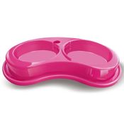 Comedouro Plástico Anti-Formiga Joy Duplo 1.550Ml - G Rosa - Furacão Pet