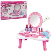 PENTEDEADEIRA INFANTIL COM SECADOR DE CABELO PRINCESAS MAQUIAGEM COM LUZ E ACESSORIOS COMPLETA ROSA