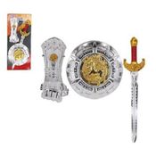 KIT BRINQUEDOS INFANTIL GUERREIRO SAMURAI CAVALEIRO MEDIAVAL COMPLETO ESCUDO GARRA E ACESSORIOS