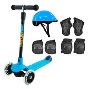 Patinete Infantil Radical Com Kit Proteção Azul Dm Toys - 6063