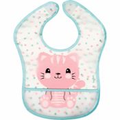 Babador Com Bolso Pega Migalhas Gatinho Buba Azul e Rosa