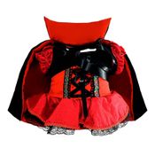 Fantasia Bebe Halloween Menina Vampira Com Capa Mesversario PP - 0 a 6 Meses