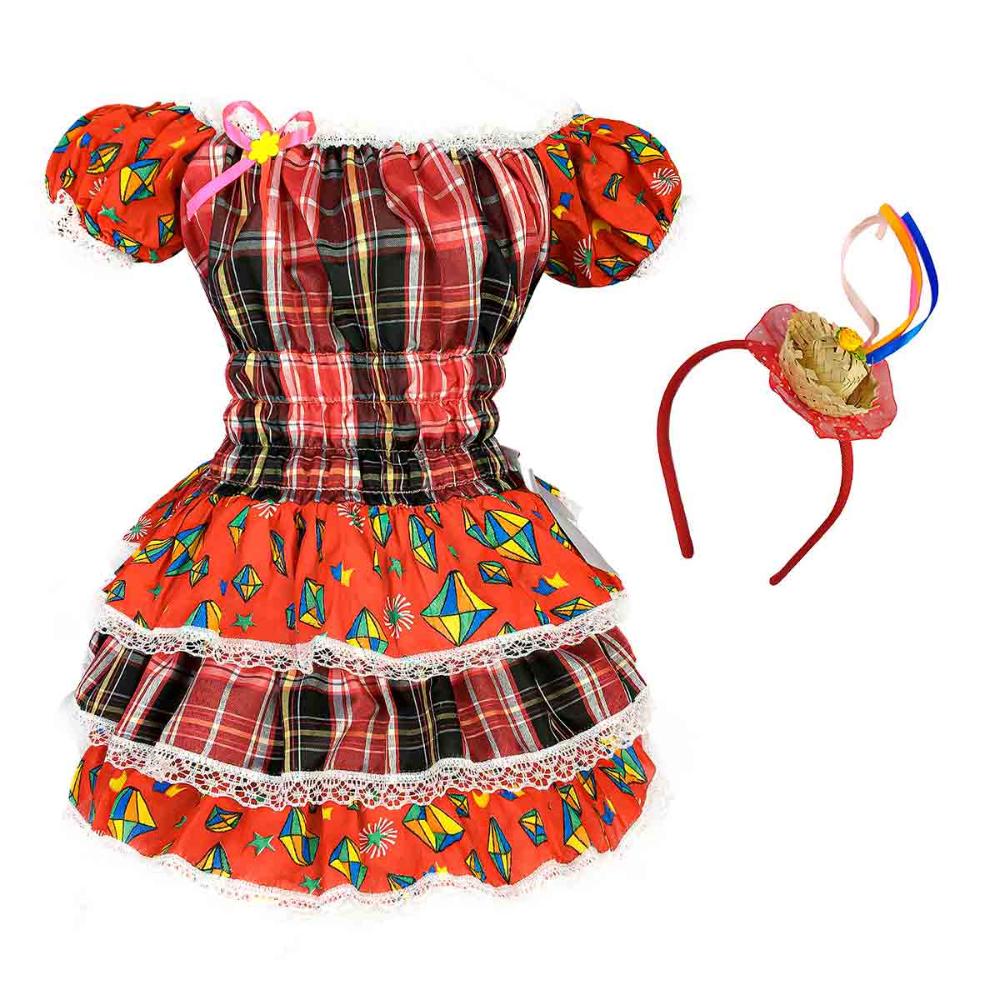 Vestido Festa junina Feminino Conjunto Camisa Xadrez + Tutu - Ri Happy