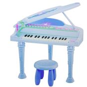 PIANO MUSICAL BANQUINHO E MICROFONE GRAVDOR AZUL 32 TECLAS TECLADO INFANTIL ESTILO PROFISSIONAL