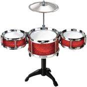 BATERIA BRINQUEDO MUSICAL INFANTIL COMPLETA TAMBOR PRATO BAQUETAS ROCKY JUNIOR