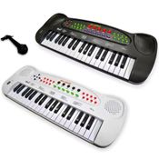 PIANO TECLADO INFANTIL MUSICAL COM MICROFONE 37 TECLAS ORGAO ELETRONICO CONTROLE DE VOLUME Preto