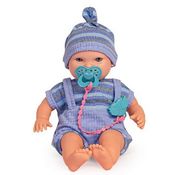 Boneco Bebê Menino Faz Xixi com Chupeta Fraldinha e Mamadeira