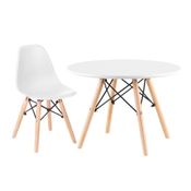 CONJUNTO INFANTIL MESA EAMES BRANCA 60CM COM 1 CADEIRA BRANCA