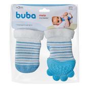 Meia Com Mordedor Massageador De Gengiva Silicone Azul Buba