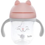 Copo De Treinamento Infantil Com Canudo 220ml Gato Rosa Buba