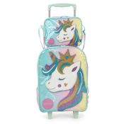 Kit Mochila e Lancheira Up4You Com Rodinhas Unicórnio Rosa