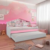 Cama Infantil Casa de Boneca com Cama Auxiliar e Luz/LED Pura Magia