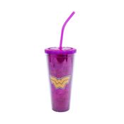 Copo Rosa Com Cubos De Gelo Mulher Maravilha: DC Comics