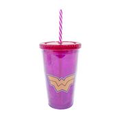 Copo Com Canudo Mulher Maravilha: DC Comics