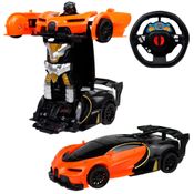 Carrinho Rádio Controle Bate e Vira Robô Transformers Changebot Laranja +3 anos - Polibrinq