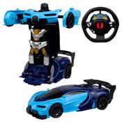 Carro Radio Controle Transformers Robô Changebot Azul Luzes Bate e Transforma +3 anos - Polibrinq