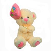 Urso Pelúcia Com Balão Rosa 27 Cm Creme