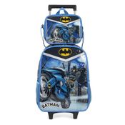 Kit Mochila de Rodinhas Lancheira Luxcel Batman Azul