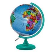 Globo Terrestre 30Cm Prisma Led Branco Base Verde Turquesa