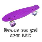 Skate Longboard De Plástico Com Rodas De Gel E Led 55cm Roxo