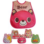 Babador Para Bebê De Vinil Rosa Lavável Infantil 2 Peças
