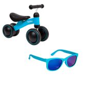 KIT BICICLETINHA DE EQUILÍBRIO BICICLETA PARA BEBÊ TREINAMENTO EQUILÍBRIO E ÓCULOS BUBA Cor:Bicicleta Azul / Óculos Azul