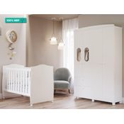 Quarto de Bêbe com Berço Mini Cama Conforto e Guarda Roupa 4 Portas 2 Gavetas Fofura Permobili Branco