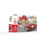 Kit Blocos de Montar Garagem Caminhão Bombeiro 163 Peças Pais e Filhos