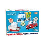 Quebra Cabeça 3 em 1 Meios Transporte 5/7/10 Peças Madeira