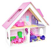 CASINHA DE BONECA COMPLETA SALA QUARTO E COZINHA COM MOVEIS EM MADEIRA MDF MENINAS JUNGES