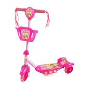 Patinete Infantil DM Toys 3 Rodas Musical com Luzes e Cesta Rosa - DMR5027