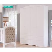 Guarda Roupa Infantil 100% MDF 4 Portas 4 Gavetas Encanto Permobili Branco