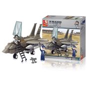 Blocos de Montar Air Force Modelo Jato de Combate 142 Peças Verde Musgo Multikids - BR907