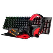 Kit Gamer Com Mouse Teclado Headset Mousepad Starter EG-51 Led - Evolut