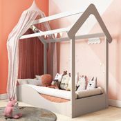 Mini Cama Infantil Montessoriana 100% MDF Uli Móveis Peroba Branco Brilho