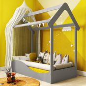 Mini Cama Infantil Montessoriana 100% MDF Uli Móveis Peroba Cinza