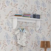 Prateleira com Suporte Cabideiro 100% MDF Móveis Peroba Branco Brilho