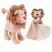 KIT BICHINHO PELÚCIA MACIA ANTIALÉRGICA FOFO DIVERTIDO E NANINHA PARA BEBE BUBA Cor:Leaozinho