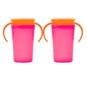 KIT 2 COPOS 360 DE TREINAMENTO BEBE ANTIVAZAMENTO TRANSIÇÃO INFANTIL COM ALÇA BUBA Cor:Rosa