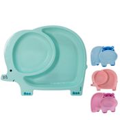 PRATO INFANTIL INTRODUÇÃO ALIMENTAR COM DIVISÓRIAS DIVERTIDO PARA BEBE E CRIANÇA PLÁSTICO BUBA Cor:Elefante Azul Turques