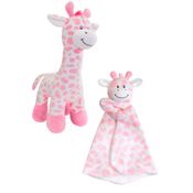 KIT NANINHA PANINHO SONINHO INFANTIL BUBA BEBÊ E PELÚCIA GIRAFINHA ANTIALÉRGICA Cor:Rosa