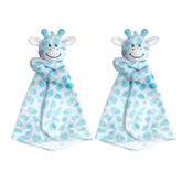KIT 2 NANINHAS CHEIRINHO BEBE PANINHO INFANTIL BUBA PELÚCIA SONINHO ANTIALÉRGICA GIRAFINHA SAFARI Cor:Azul