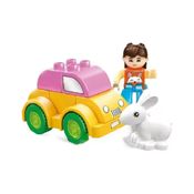 Blocos de Montar Ação Móvel - Coelho Car - 10 peças - Block Brinq