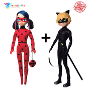 Combo 2 Bonecos Ladybug E Cat Noir Articulados Miraculous