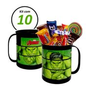 Kit 10 Caneca Infantil Hulk Giratória Decoração Festa Infantil
