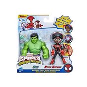 Bonecos Miles Morales e Hulk - Spidey Amanzing Friends Desmascarados - Hasbro
