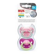 Conjunto com 2 Chupetas - Silicone - Dia e Noite - Roxo e Rosa - Meninas - Tam 2 - NUK