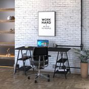 Escrivaninha Industrial Kuadra Cavalete 150 cm - Preto